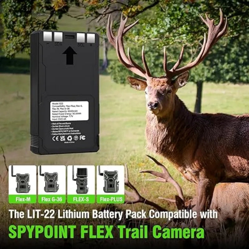 SPYPOINT Flex-M, Flex G-36, Flex-Plus, Flex-S Replacement Battery for LIT-22 Hunting Trail Camera.