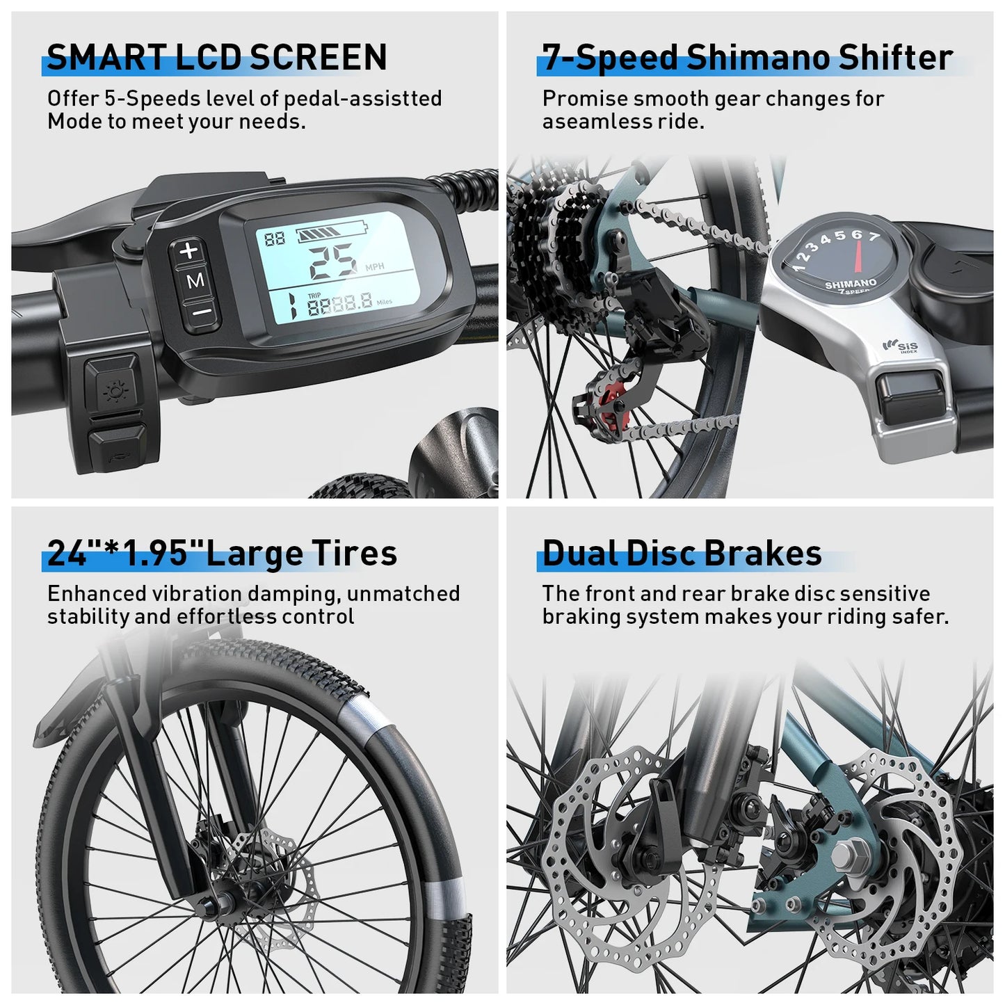 26" 24" Electric Bike For Adults 500W 19 MPH 30Miles.