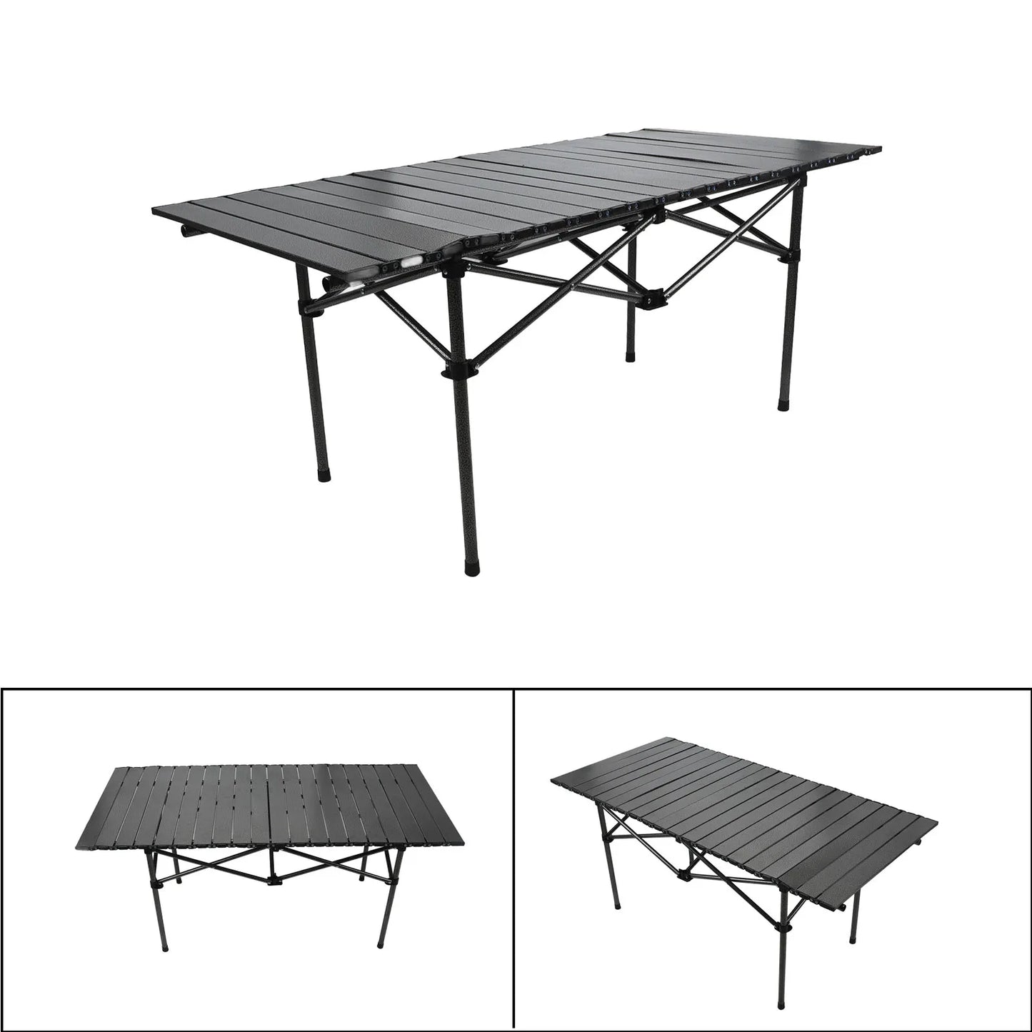 Folding Camping Table Multi Functional Black Portable Roll Up Outdoor Table 47.24in .