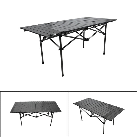 Folding Camping Table Multi Functional Black Portable Roll Up Outdoor Table 47.24in .