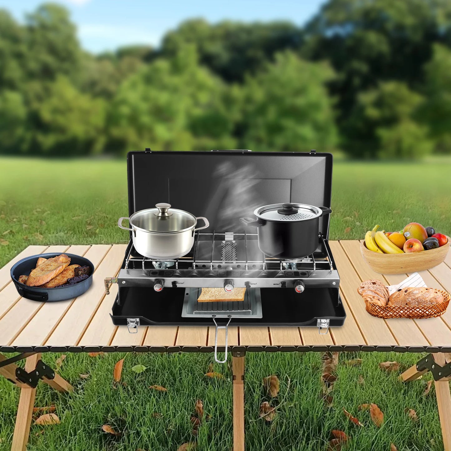 [Outdoor Grill] 3-Burner Durable Cold-Rolled Steel Grill.