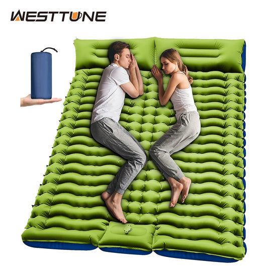 WESTTUNE Double Sleeping Pad 4" Thick for 2 Person with Pillow.