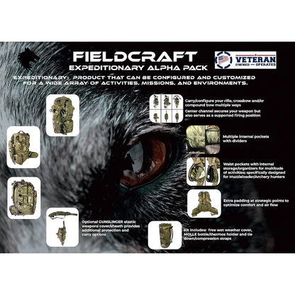 FIELDCRAFT Hunting Backpack Daypack for Rifles, Bows.