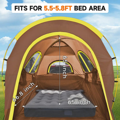 Truck Bed Tent  Rain Protection Pickup Truck Tents, Easy Set-up For 2 Person, Fits Full Size Short Bed, 5.5-5.8ft/ 6.4-6.
