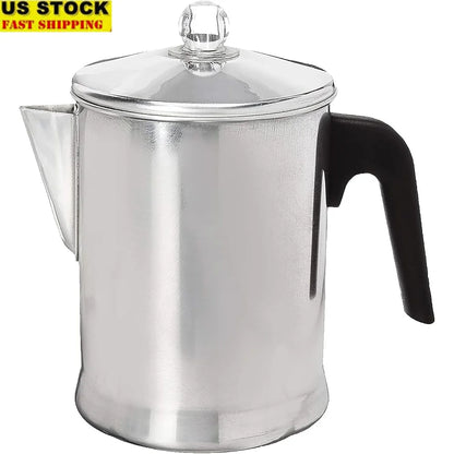 Durable Aluminum Stovetop Percolator Coffee Maker 9 Cup.