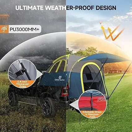 Truck Bed Tent  Rain Protection Pickup Truck Tents, Easy Set-up For 2 Person, Fits Full Size Short Bed, 5.5-5.8ft/ 6.4-6.