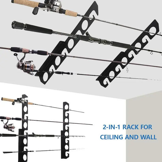 Fishing Rod Storage Horizontal Wall Mounted Fishing Rod Storage Rack Sturdy Steel Fishing Rod Storage Rack Space-Saving Pole