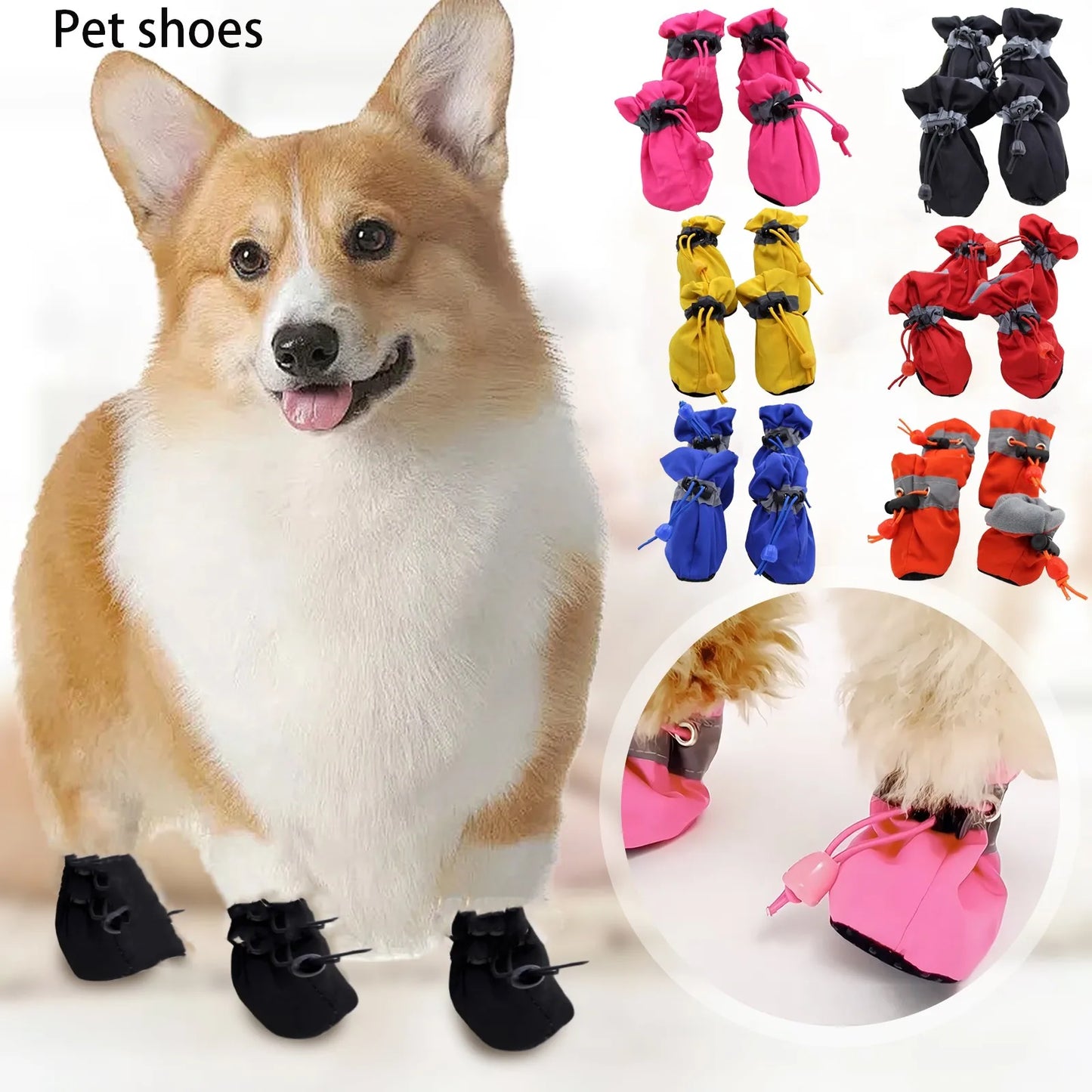 Dog Shoes That Don't Fall Off Breathable Soft-Soled Shoes Non-Slip Walking Shoes Adjustable.