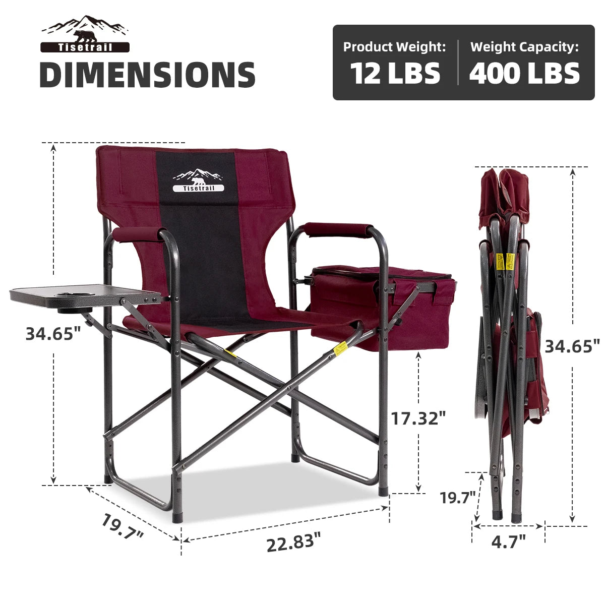 Director Camping Chair with Cooler Bag , Foldable Side Tray .