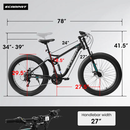 26 inch Mountain Bike, Full-Suspension 21 Speeds
