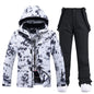 Women Ski Suit Winter Windproof Waterproof Snowboarding Jacket and Pants.