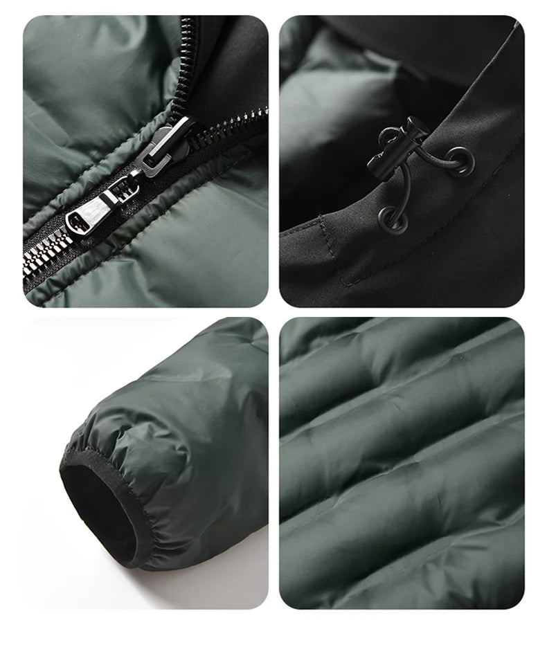 Winter Warm Padded Snow Coat Men's -20 Degree Hooded Outdoor Thick Parka.