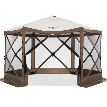12x12ft Pop up Gazebo Screen House Tent with Mosquito Netting, 6 Sided.