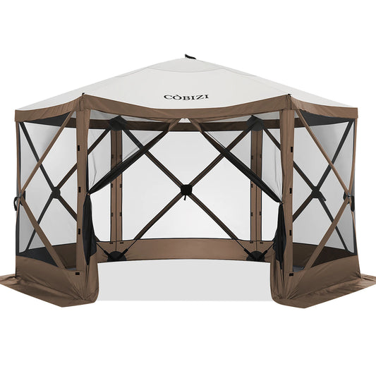 12x12ft Pop up Gazebo Screen House Tent with Mosquito Netting, 6 Sided.