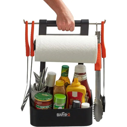 Adjustable BBQ Caddy with Hooks Portable Grilling Organizer