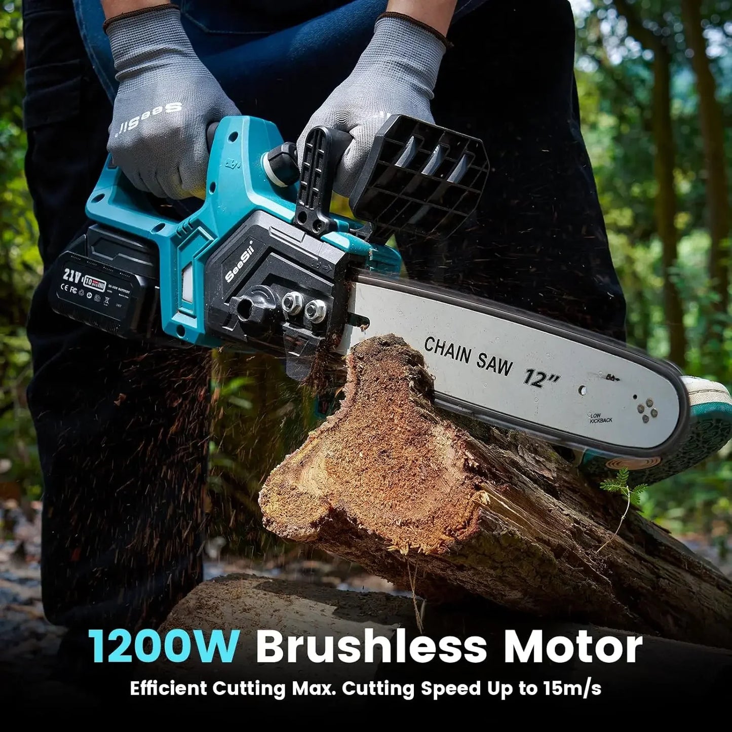 Chainsaw Cordless 12-inch  Brushless Electric Chain Saw.