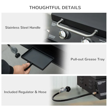 folding Gas table barbecue with 2 burners top and BBQ grills Portable.