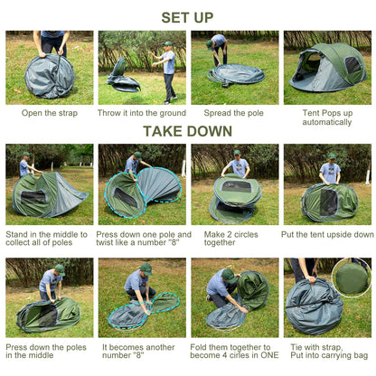 3-4 People Outdoor Throw Open Tent Automatic Pop Up