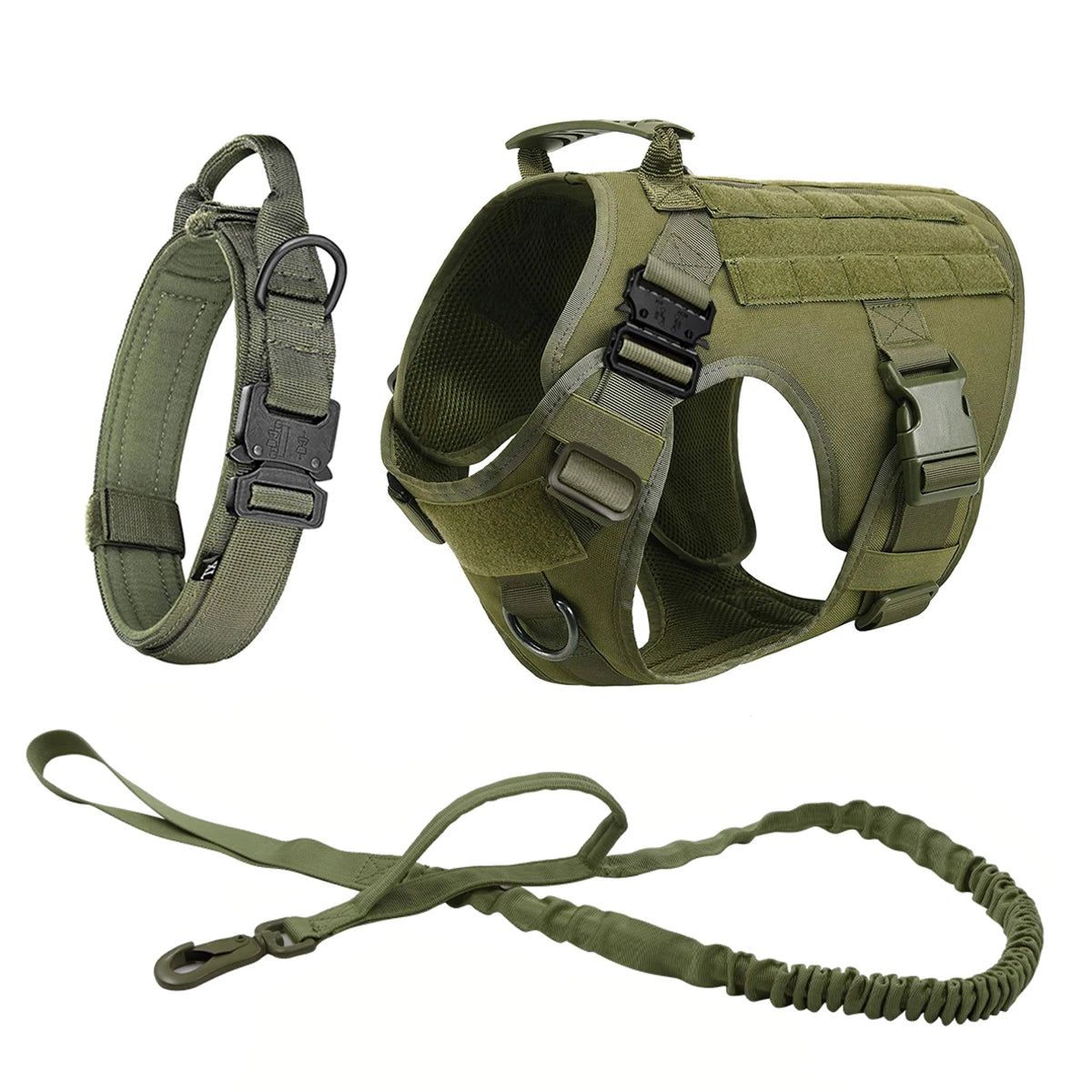 Tactical Dog Harness Leash Collar Pouches for Medium Large Dogs Training.