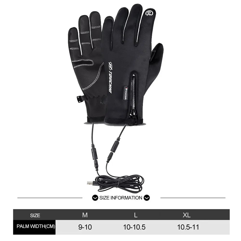 Electric Thermal Heat Gloves Winter Warm Touch Screen Waterproof Rechargeable 
.