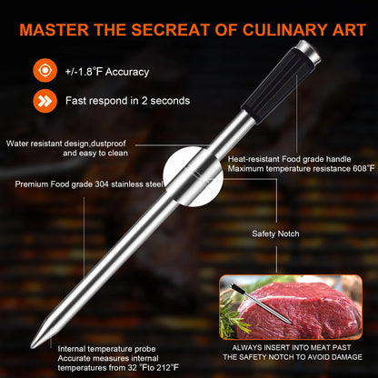 Smart Meat Thermometer Wireless Bluetooth  Rechargeable.
