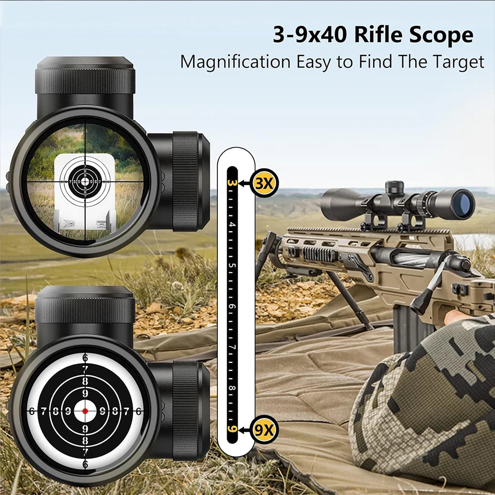 3-9X40  Rifle Scope Wire Rangefinder Reticle Crossbow Mil Dot Reticle.