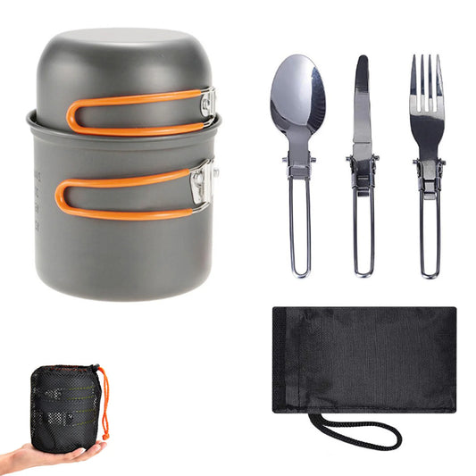  Cooking Set Portable Cook Gear Aluminum Alloy Cookware Set.