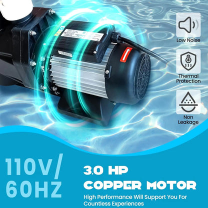 Swimming Pool Pump 3HP 110V 1100W 9000 GPH for Above Ground Pool.