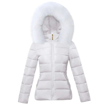 Fashion Black Women's Winter Jacket Big Fur Hooded Thick Down Parkas.
