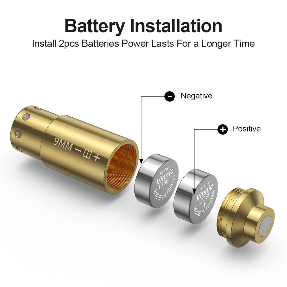 9MM Optics Cartridge Red Dot Laser 9MM Bore sighter.