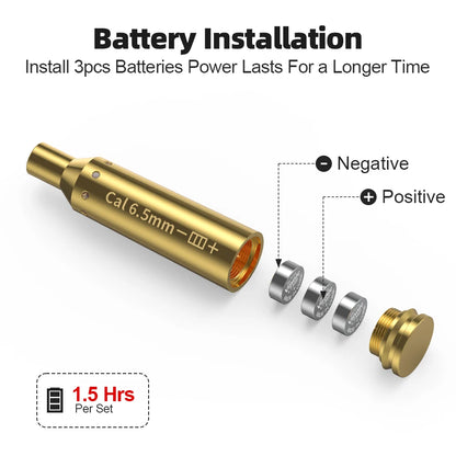 6.5MM Optics Cartridge Red Dot Laser Brass  Bore sighter.
