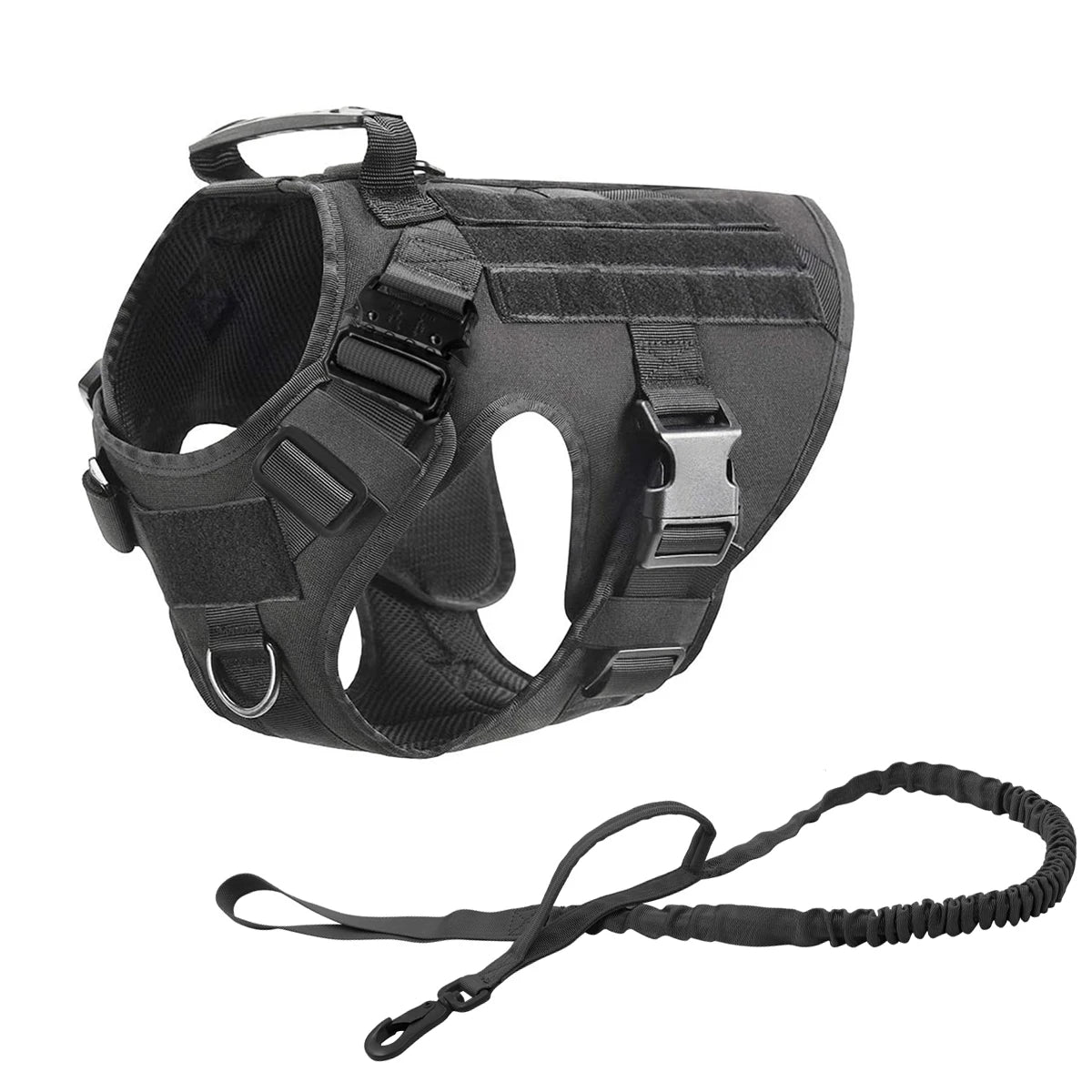 Tactical Dog Harness Leash Collar Pouches for Medium Large Dogs Training.