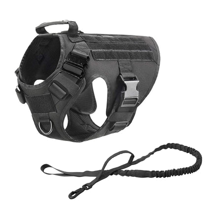 Tactical Dog Harness Leash Collar Pouches for Medium Large Dogs Training.