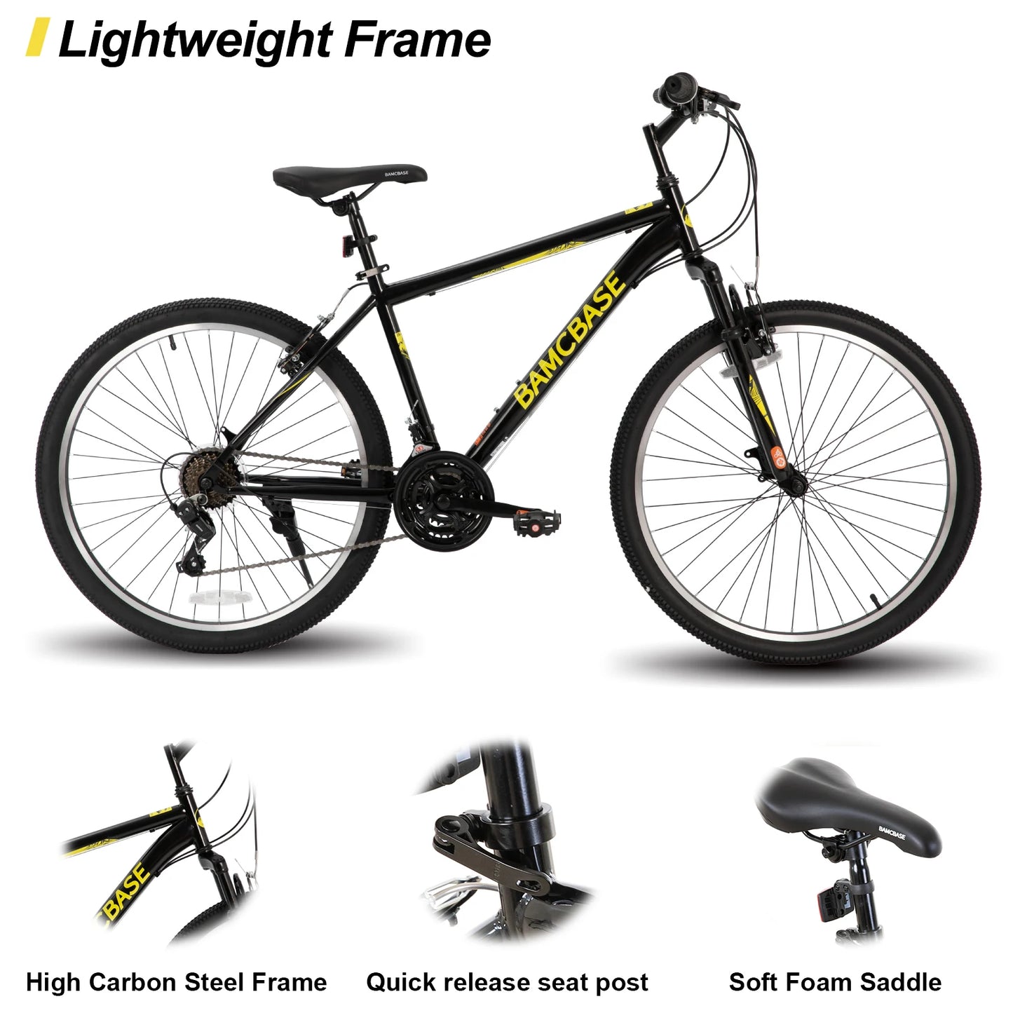 26 27.5 Inch Mountain Bike, with 21 Speeds, High-Tensile Steel Frame