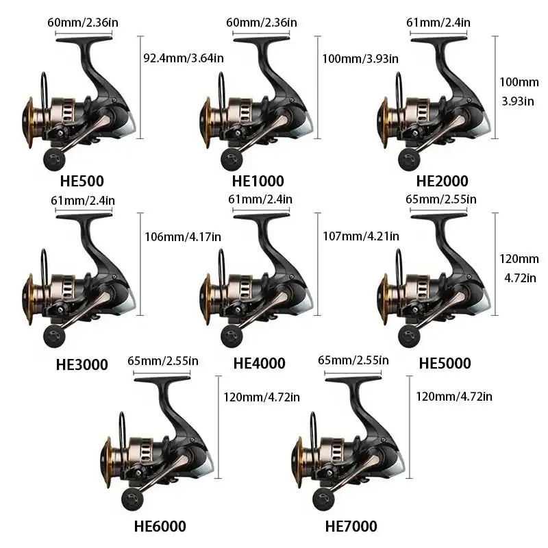 Fishing Reel, He1000-7000 Series, 5.2:1 Gear Ratio, 22.05lb Left/Right Hands Can Be Changed.
