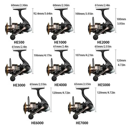 Fishing Reel, He1000-7000 Series, 5.2:1 Gear Ratio, 22.05lb Left/Right Hands Can Be Changed.