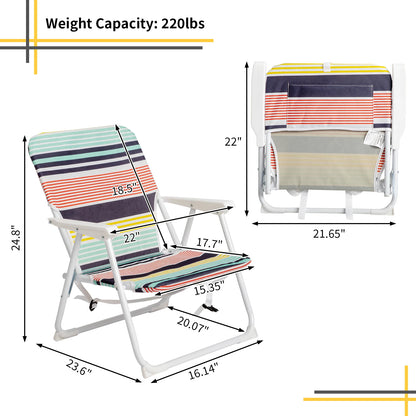 Oxford Cloth White Iron Frame Beach Chair small size.