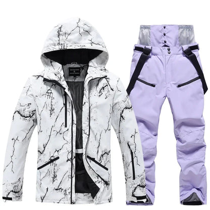 Winter Ski Suit Set -30℃ Cold Snowboard Wear Men/Women Ski Suit Waterproof.