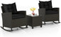 3 Piece Patio Furniture Rocking Bistro Set, Wicker.