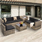 8 Pieces Outdoor Wicker Rattan Patio Furniture Sectional Set.