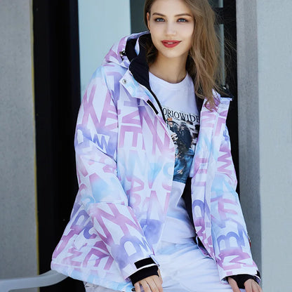 Women Ski Suit Winter Windproof Waterproof Snowboarding Jacket and Pants.