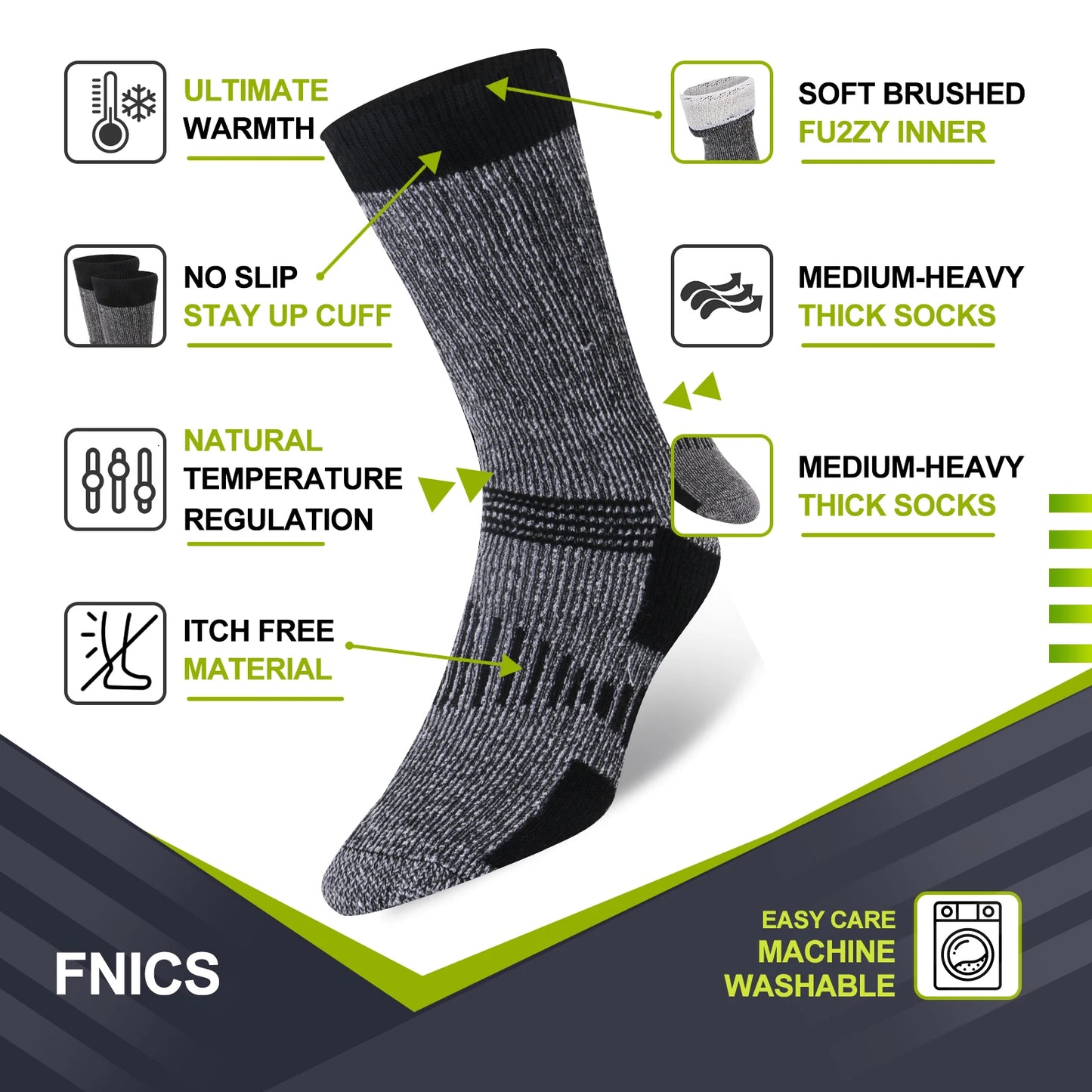 3 Pairs Men Women Merino Wool Crew Socks .