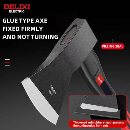 15-inch chopping axe with blade cover, chopping hammer, log axe, outdoor axe, forged carbon steel hand tool non-slip handle.