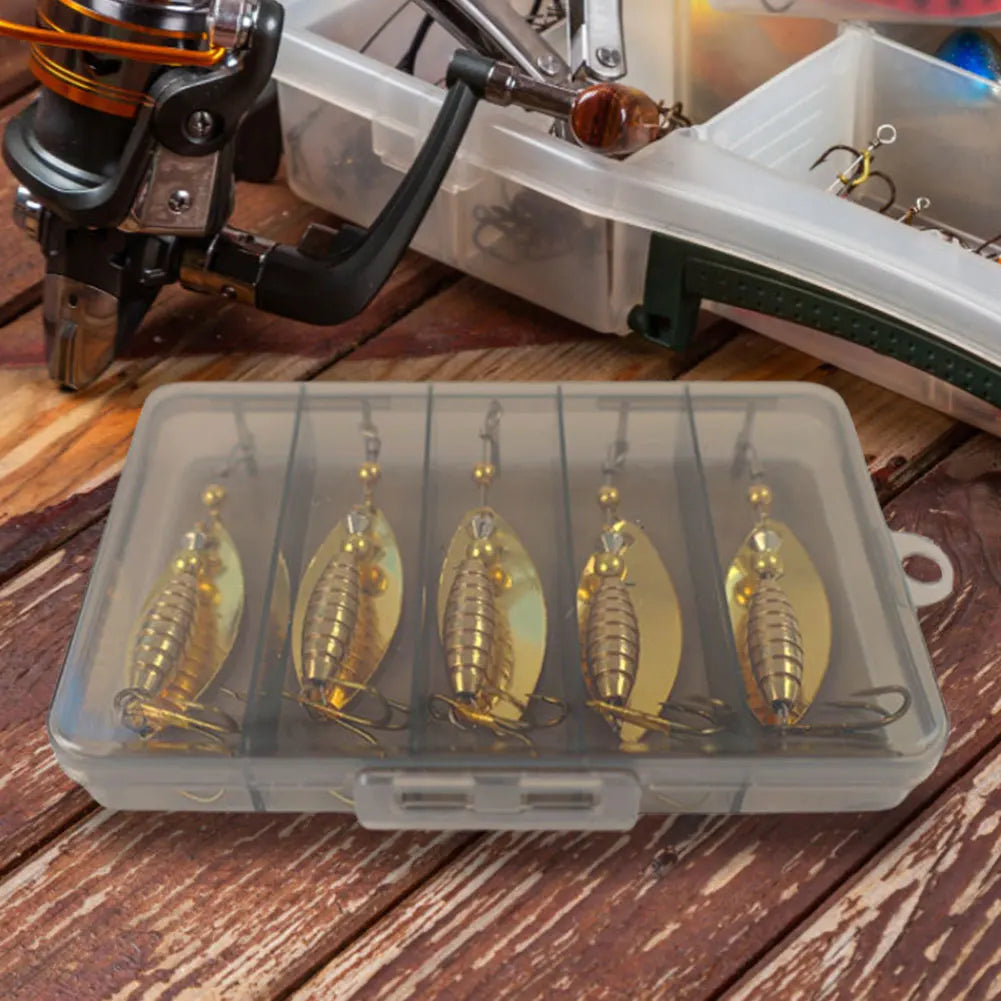 10pcs Boxed Metal Spoon Spinner Fishing Lure with Treble Hook.