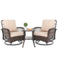 3 Pieces Patio Furniture Set, Outdoor Swivel Gliders Rocker, Wicker Patio Bistro Brown Gradient Ratt