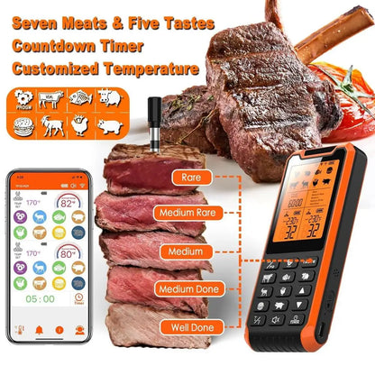 Bluetooth Meat Thermometer Long Range Wireless Dual Probes