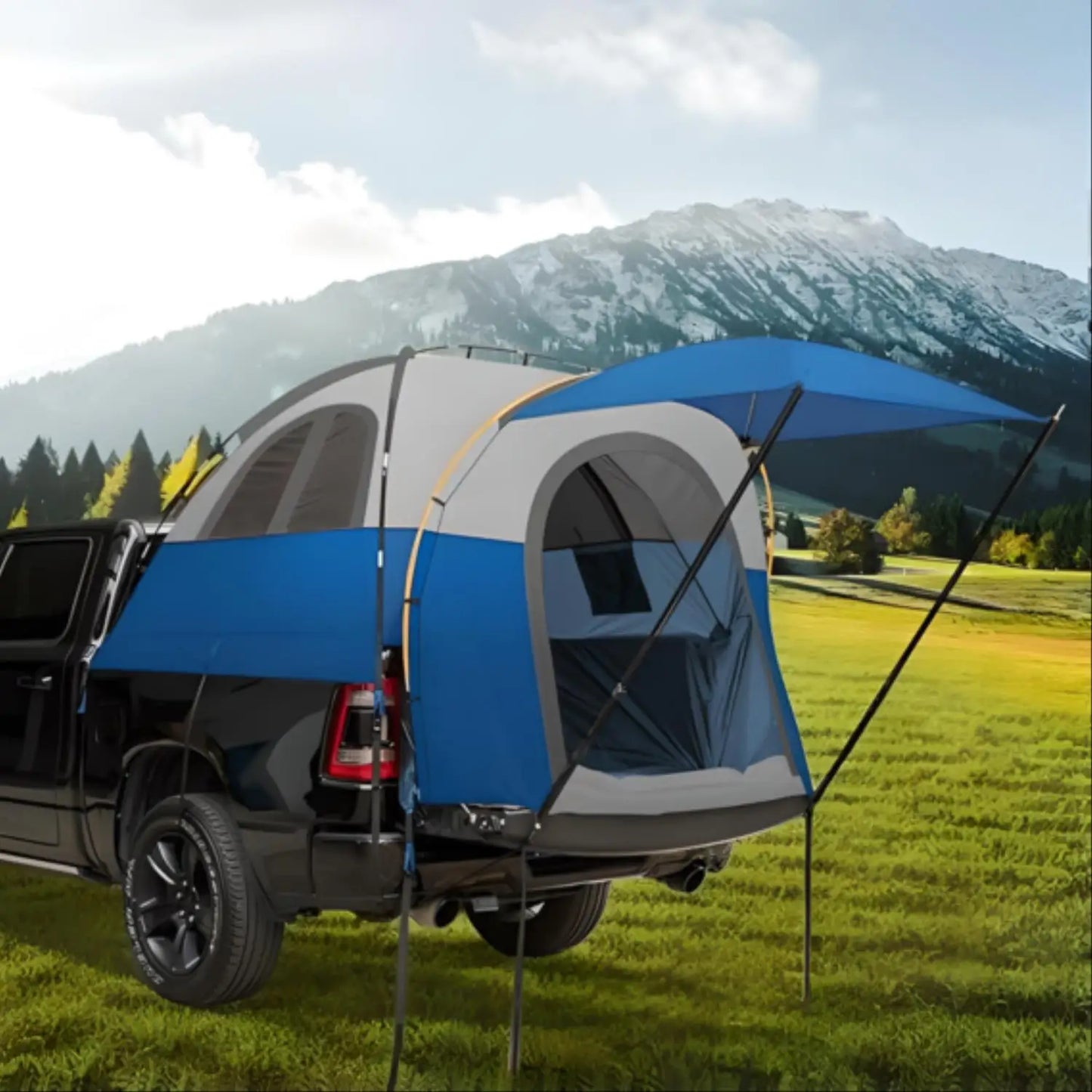 Truck Bed Tent  Rain Protection Pickup Truck Tents, Easy Set-up For 2 Person, Fits Full Size Short Bed, 5.5-5.8ft/ 6.4-6.
