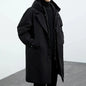 New Fake Two Pieces Long Hooded Long Trench Coat Men's.