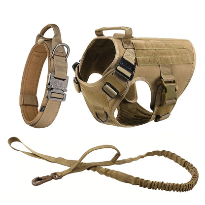 Tactical Dog Harness Leash Collar Pouches for Medium Large Dogs Training.