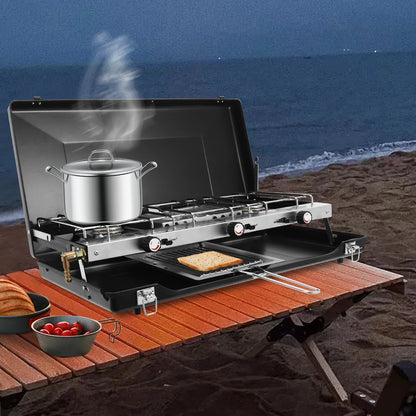 [Outdoor Grill] 3-Burner Durable Cold-Rolled Steel Grill.